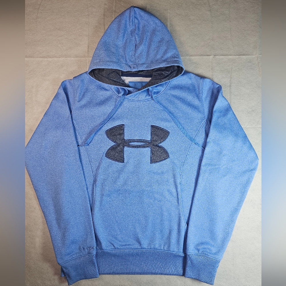 Under Armour Women's Blue Hoodie with Black Logo - Picture 2 of 6